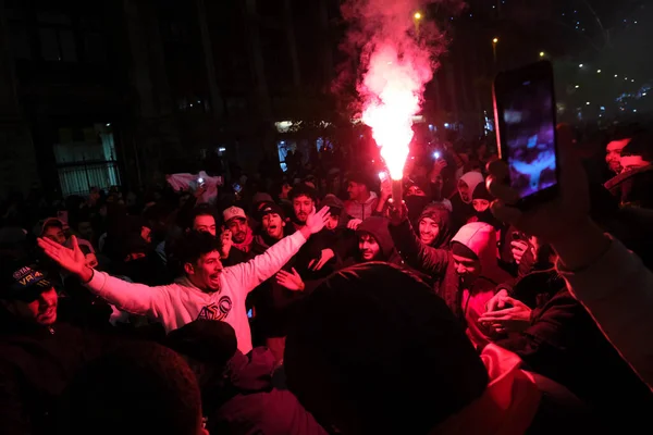 Tifosi Della Nazionale Marocchina Celebrano Loro Vittoria Dopo Partita Calcio — Foto Stock