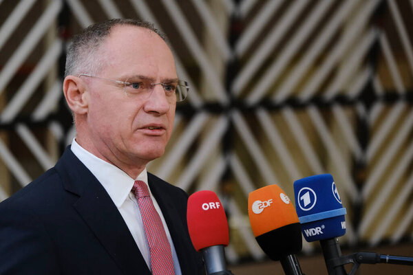 Герхард Карнер, министр, прибывший 8 декабря 2022 года для участия в Европейском совете внутренних дел в Брюсселе, Бельгия. 