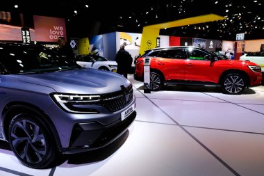 Renault car on display during the opening of the Brussels Motor Show at the Expo in Brussels, Belgium on Jan. 13, 2023.