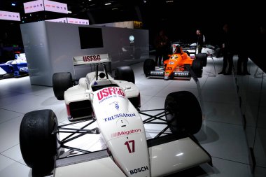 Formula one car on display during the opening of the Brussels Motor Show at the Expo in Brussels, Belgium on Jan. 13, 2023.