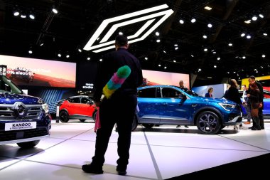 Renault car on display during the opening of the Brussels Motor Show at the Expo in Brussels, Belgium on Jan. 13, 2023.