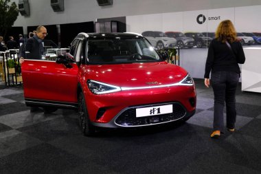 Smart car on display during the opening of the Brussels Motor Show at the Expo in Brussels, Belgium on Jan. 13, 2023.