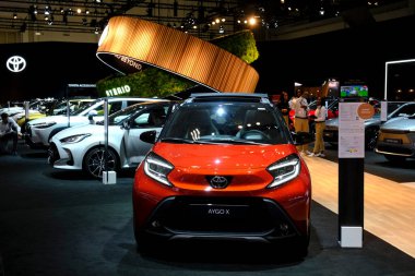 Toyota car on display during the opening of the Brussels Motor Show at the Expo in Brussels, Belgium on Jan. 13, 2023.