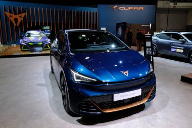 Cupra car on display during the opening of the Brussels Motor Show at the Expo in Brussels, Belgium on Jan. 13, 2023.