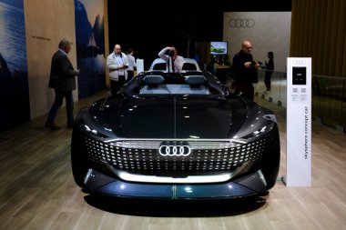 Audi car on display during the opening of the Brussels Motor Show at the Expo in Brussels, Belgium on Jan. 13, 2023.