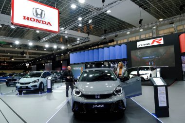 Honda car on display during the opening of the Brussels Motor Show at the Expo in Brussels, Belgium on Jan. 13, 2023.