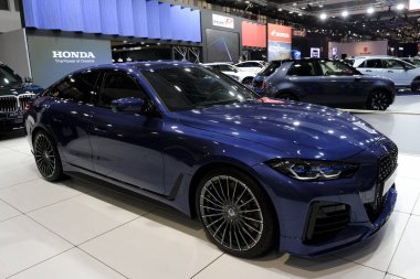 BMW car on display during the opening of the Brussels Motor Show at the Expo in Brussels, Belgium on Jan. 13, 2023.