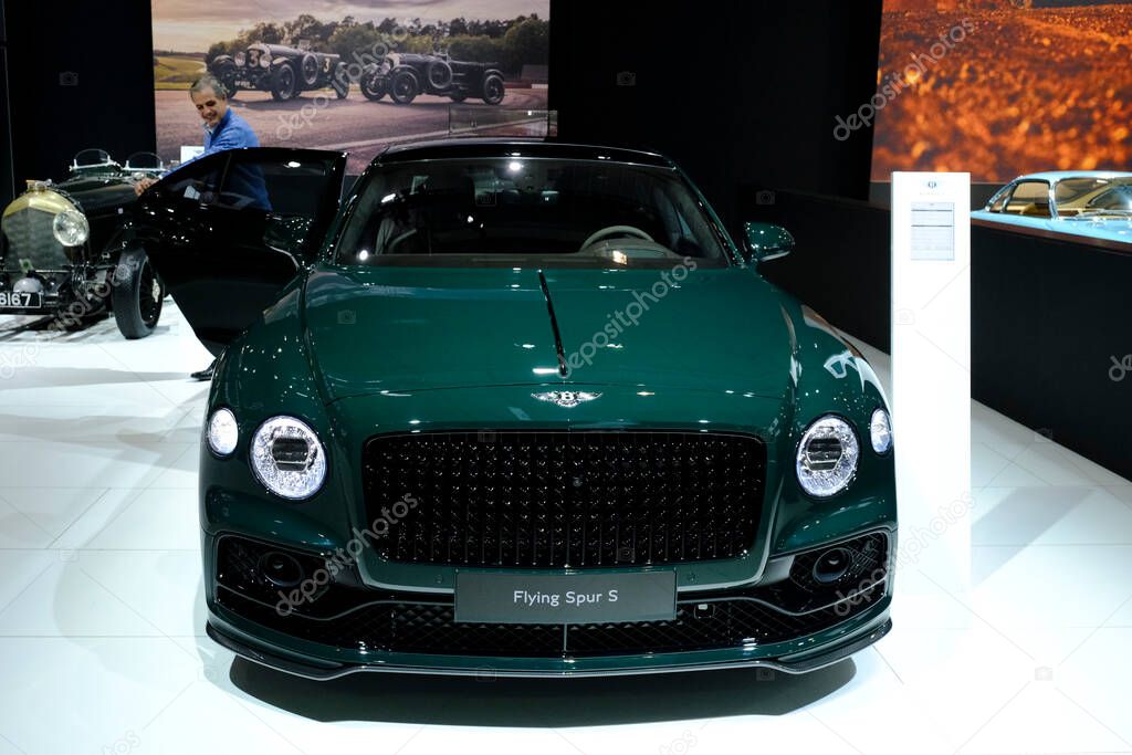 Bentley car on display during the opening of the Brussels Motor Show at the Expo in Brussels, Belgium on Jan. 13, 2023.