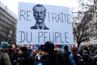 Protesters take part in a demonstration against the pension overhauls in Paris, France on January 19, 2023. 