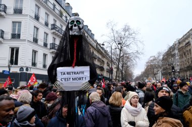 Protesters take part in a demonstration against the pension overhauls in Paris, France on January 19, 2023. 