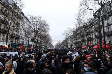 Protesters take part in a demonstration against the pension overhauls in Paris, France on January 19, 2023. 