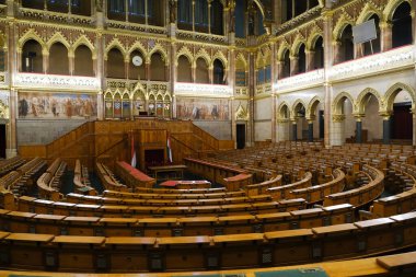 Interior view of the Hungarian Parliament Building in Budapest, Hungary on December 22, 2022.