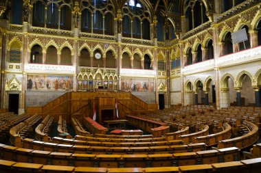 Interior view of the Hungarian Parliament Building in Budapest, Hungary on December 22, 2022.