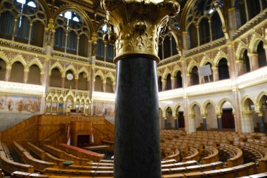 Interior view of the Hungarian Parliament Building in Budapest, Hungary on December 22, 2022.