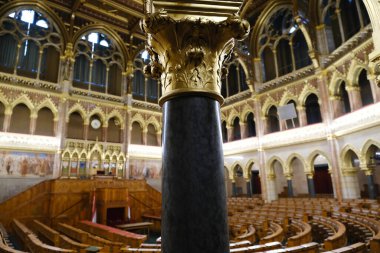 Interior view of the Hungarian Parliament Building in Budapest, Hungary on December 22, 2022.