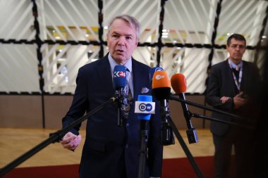 Pekka HAAVISTO, Foreign Affairs Minister arrives for an EU foreign ministers meeting in Brussels, Belgium on January 23, 2023.