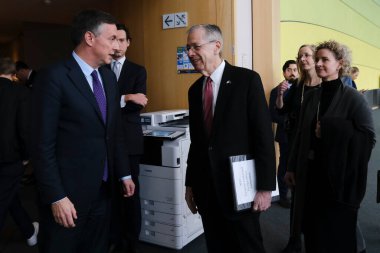 Mark GITENSTEIN, Ambassador of the United States of America to the European Union gives a speech in European Parliament in Brussels, Belgium on Jan. 24, 2023.