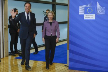 European Commission President Ursula von der Leyen (R) meets with Dutch Prime Minister Mark Rutte (L) in Brussels, Belgium on January 24, 2023.