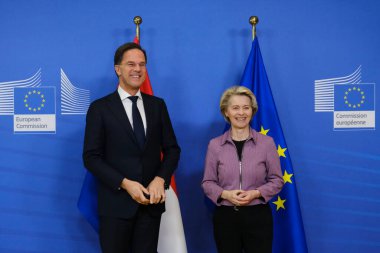 European Commission President Ursula von der Leyen (R) meets with Dutch Prime Minister Mark Rutte (L) in Brussels, Belgium on January 24, 2023.