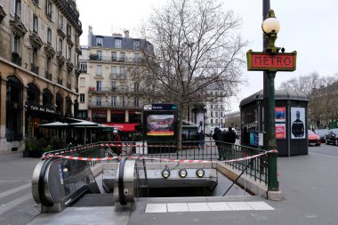 A view of closed a subway entrance station during a national strike against government plans to revamp the pension system in Paris, France on January 19, 2023.