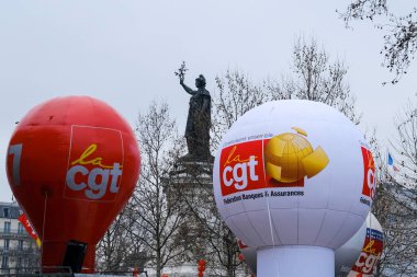 People gather in central streets to take part in a national strike against government plans to revamp the pension system in central Paris, France on January 19, 2023.