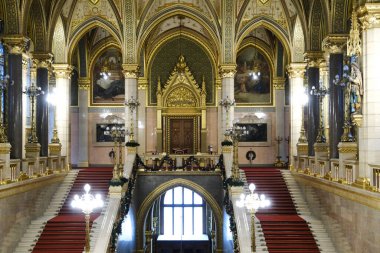 Interior view of Hungarian Parliament in Budapest, Hungary on Dec. 22, 2022.