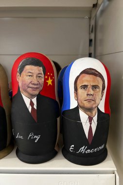Matryoshka dolls for sale in souvenir shop  in Budapest, Hungary on December 21, 2022