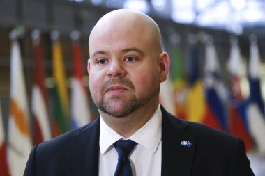 Peter KULLGREN, minister arrives to attend in an European Council of Agriculture and Fisheries Council in Brussels, Belgium on Jan. 30, 2023.