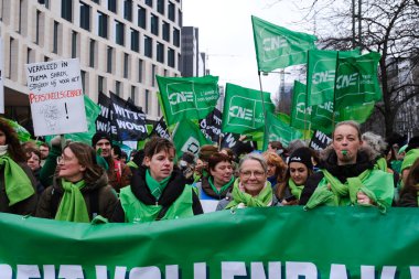 Workers take part in a protest action of the trade unions of the non-profit sector as they demand the government invest more in their sector,in Brussels, Belgium in January 31, 2023. 