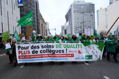 Workers take part in a protest action of the trade unions of the non-profit sector as they demand the government invest more in their sector,in Brussels, Belgium in January 31, 2023. 