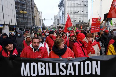 Workers take part in a protest action of the trade unions of the non-profit sector as they demand the government invest more in their sector,in Brussels, Belgium in January 31, 2023. 