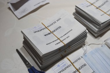 A polling station for the Cypriot presidential elections  in Brussels, Belgium on February 5, 2023.