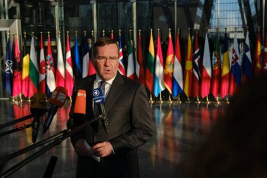 Boris Pistorius, Minister of Defence arrives for a two-day meeting of the alliance's Defence Ministers at the NATO headquarters in Brussels, Belgium on Feb. 14, 2023.