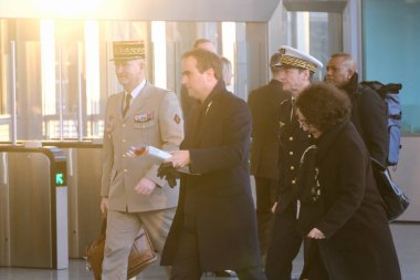 Sebastien Lecornu, Minister of Defence arrives for a two-day meeting of the alliance's Defence Ministers at the NATO headquarters in Brussels, Belgium on Feb. 14, 2023.