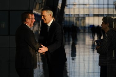 Boris Pistorius, Minister of Defence arrives for a two-day meeting of the alliance's Defence Ministers at the NATO headquarters in Brussels, Belgium on Feb. 14, 2023.