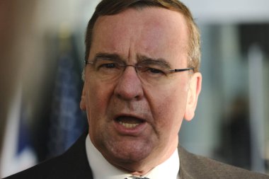 Boris Pistorius, Minister of Defence arrives for a two-day meeting of the alliance's Defence Ministers at the NATO headquarters in Brussels, Belgium on Feb. 14, 2023.