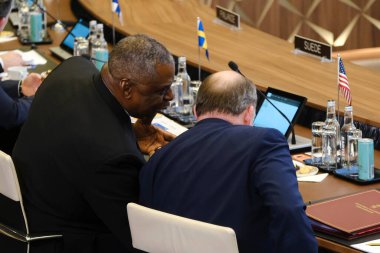 Ben Wallace, Minister of Defence arrives for a two-day meeting of the alliance's Defence Ministers at the NATO headquarters in Brussels, Belgium on Feb. 14, 2023.
