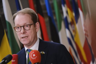 Tobias BILLSTROM, Minister of Foreign Affairs arrives for a meeting of Foreign Affairs Council (FAC) at the EU headquarters in Brussels, Belgium on February 20, 2023.