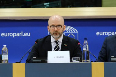 MEP Charlie Weimers attends a session of European Parliament in Brussels, Belgium on March 1, 2023.