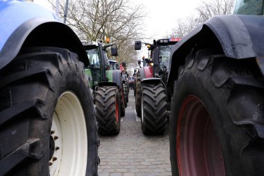 Farmers with their tractors from Belgium's northern region of Flanders take part in a protest against a new regional government plan to limit nitrogen emissions, in Brussels, Belgium on March 3, 2023.