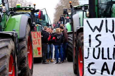 Farmers with their tractors from Belgium's northern region of Flanders take part in a protest against a new regional government plan to limit nitrogen emissions, in Brussels, Belgium on March 3, 2023.