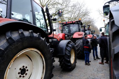 Farmers with their tractors from Belgium's northern region of Flanders take part in a protest against a new regional government plan to limit nitrogen emissions, in Brussels, Belgium on March 3, 2023.