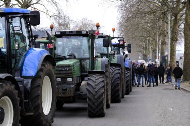 Farmers with their tractors from Belgium's northern region of Flanders take part in a protest against a new regional government plan to limit nitrogen emissions, in Brussels, Belgium on March 3, 2023.