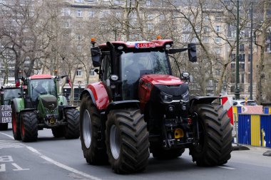 Farmers with their tractors from Belgium's northern region of Flanders take part in a protest against a new regional government plan to limit nitrogen emissions, in Brussels, Belgium on March 3, 2023.