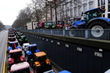 Farmers with their tractors from Belgium's northern region of Flanders take part in a protest against a new regional government plan to limit nitrogen emissions, in Brussels, Belgium on March 3, 2023.