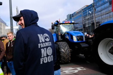 Farmers with their tractors from Belgium's northern region of Flanders take part in a protest against a new regional government plan to limit nitrogen emissions, in Brussels, Belgium on March 3, 2023.