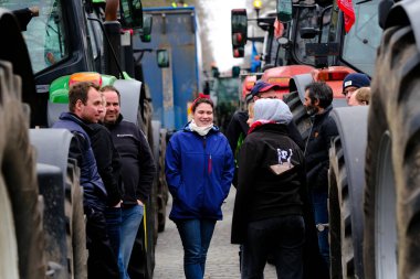 Farmers with their tractors from Belgium's northern region of Flanders take part in a protest against a new regional government plan to limit nitrogen emissions, in Brussels, Belgium on March 3, 2023.