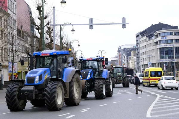Farmers Tractors Belgium Northern Region Flanders Take Part Protest New — Stock Photo, Image