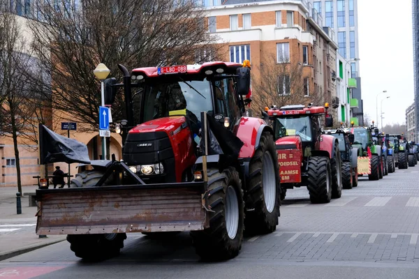 Farmers Tractors Belgium Northern Region Flanders Take Part Protest New — Stock Photo, Image