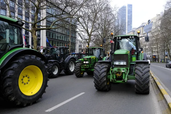 Farmers Tractors Belgium Northern Region Flanders Take Part Protest New — стоковое фото